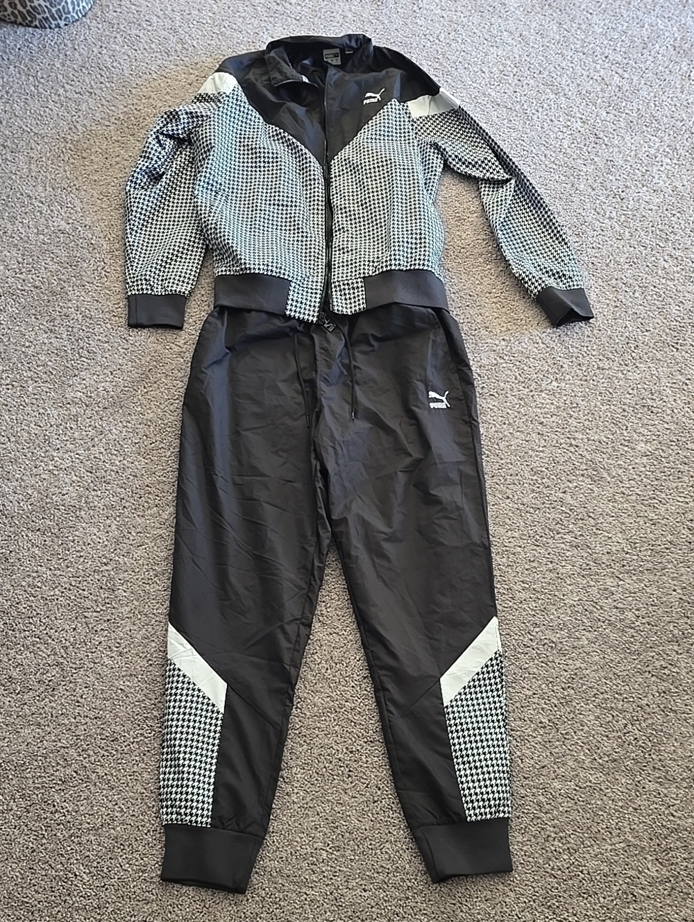 Puma Black & White Track Set with Houndstooth Accents